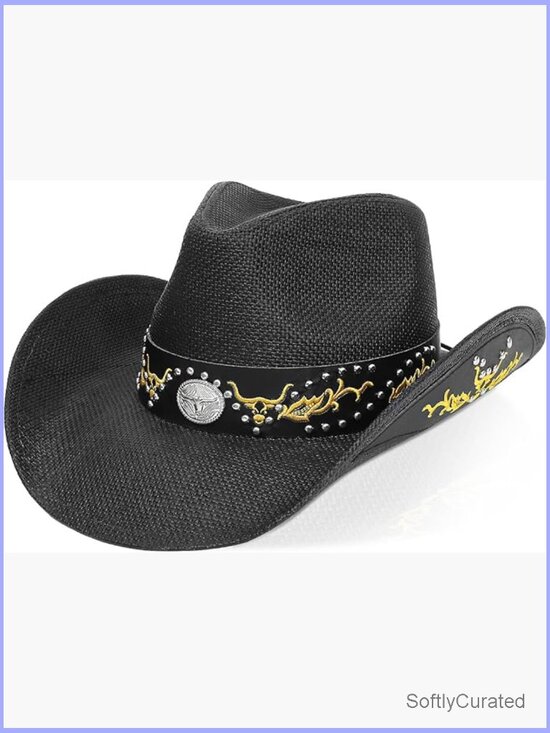 Straw Cowboy Hat Wide Brim Shapeable Adjustable Unisex Western Sun Protection